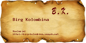 Birg Kolombina névjegykártya